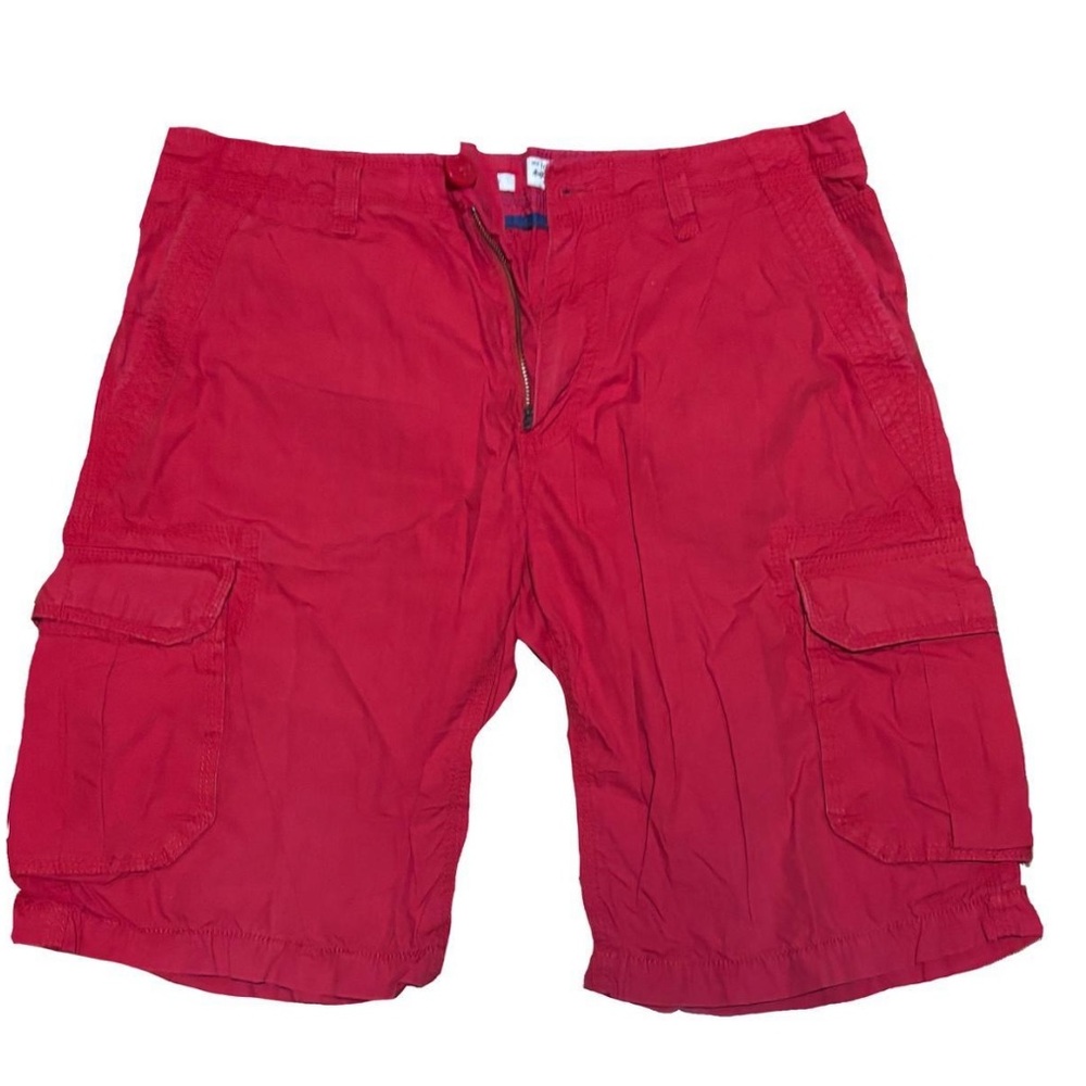 Men's Red Cargo Shorts with Utility Pockets